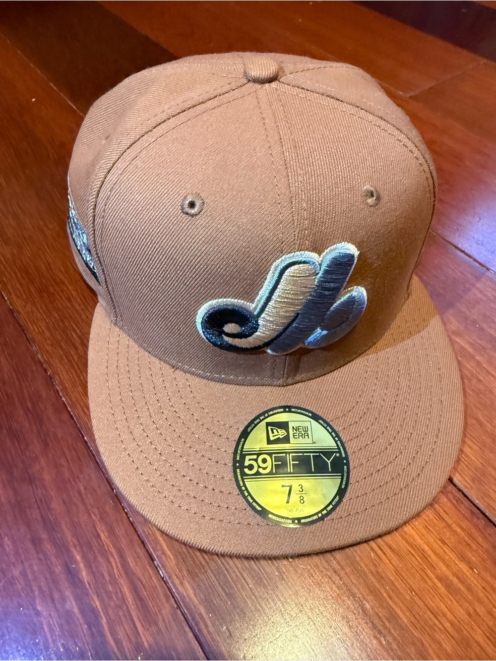 New Era Kids Brown Fitted 59FIFTY Cap with Blue Embroidered Logo